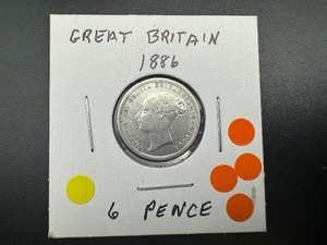 lot 69 image: 1886 Great Britian Silver Six Pence