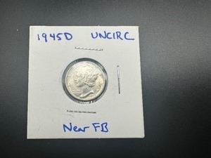 1945 D Uncirculated Mercury Dime, Near Full Separated Bands