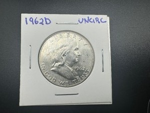 lot 6 image: 1962 D Uncirculated Franklin Half