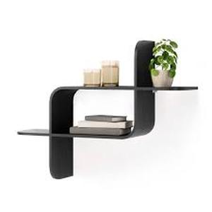 Umbra MONTAGE 25.31 in. L x 18.78 in. D Black Wall Mounted Rubber Wood Shelf Customer Returns See Pictures
