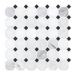 lot 23 image: 7 Boxes of MSI Greecian White Octagon 12 in. x 12 in. x 10 mm Honed Marble Mosaic Tile (10 Sq. ft.Case)  Customer Returns See Pictures