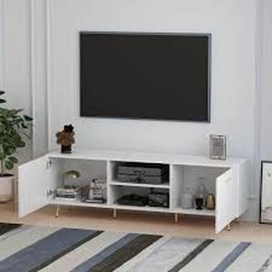 lot 26 image: FUFU&GAGA 69 in. W White Wood TV Stand Console Entertainment Center for TV up to 75 in.   Customer Returns See Pictures