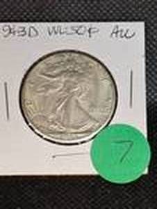 lot 7 image: 1943-D WL Half Dollar, AU