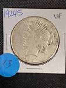lot 13 image: 1924-S Liberty Peace Dollar, VF