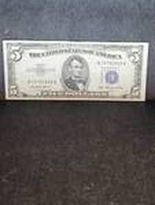 lot 30 image: $5 Silver Certificate 1953