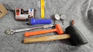 lot 53 image: Assorted Tools, Rubber Mallet, Gauges, Torque Wrench