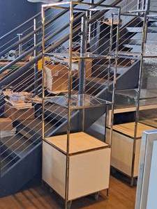 lot 151 image: 73-14 2xGlass Shelf  1-Drawer Rolling Display Case