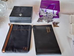 lot 210 image: Metal Lock Box with Key, (2) Money Bags and (1) Bag of MN Stainless Key Chains (15-count)