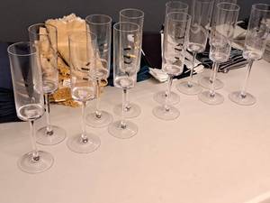 lot 244 image: Lot of (12) 10-12 Champagne Flutes - Mr. and Mrs