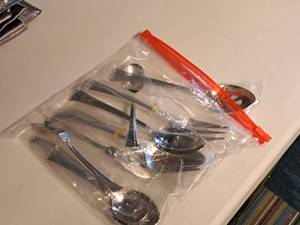 lot 249 image: Lot of (9) Assorted Serving Utensils - Spoons, Forks