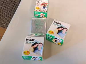 lot 261 image: Fuji Film Replacement Film Packs - 2-12 Boxes of Instax Square and 1 Box Instax Mini