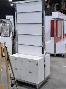 lot 12 image: 89 Rolling Sign Display Cabinet  2-Sided