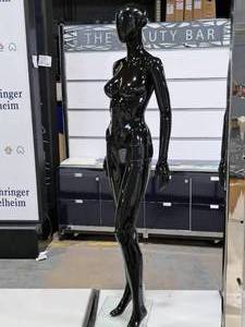 71" Female Mannequin (Black) with Glass Base Stand