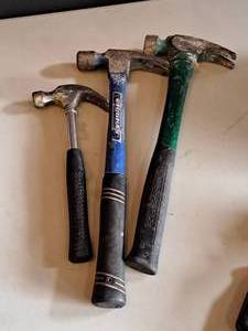 lot 310 image: Lot of (3) Assorted Claw Hammers
