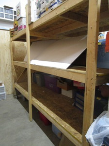 lot 3 image: Wooden Shelf Unit on Rollers