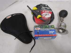 lot 95 image: Bicycle Cable Lock, Seat Pad, Horn