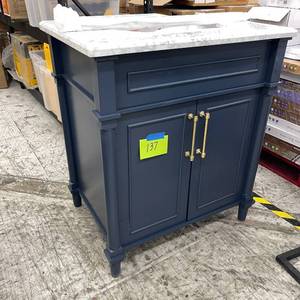 lot 137 image: Aberdeen 30x22 Vanity with Marble Countertop (slight damage)