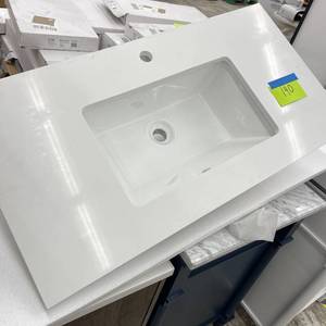 lot 140 image: Vanity Counter Top 30 x 22 Cultured Counter Porcelain Sink