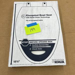 lot 144 image: KOHLER Stonewood Elongated Toilet Seat in White