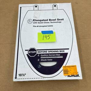 lot 145 image: KOHLER Stonewood Elongated Toilet Seat in White