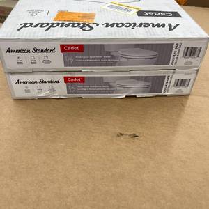 lot 149 image: Lot of 2 American Standard Round Toilet Seats Plastic White