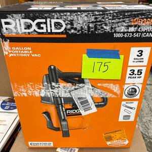 lot 175 image: RIDGID 3 Gal. 3.5 Peak HP Handheld Shop Vacuum Wet Dry Vac