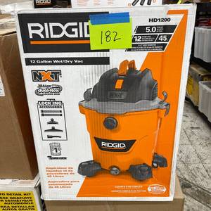 lot 182 image: RIDGID 12 Gallon 5.0 Peak HP NXT Shop Vacuum Wet Dry Vac