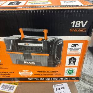 lot 189 image: RIDGID 3 Gallon 18-Volt Cordless Handheld NXT Shop Vacuum Wet Dry Vac (Tool Only)