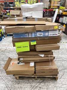 lot 203 image: Pallet Mixed Closet Maid Shelving Pieces Closetmaid