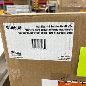 lot 258 image: RIDGID 5 Gal. 5.0 Peak HP Portable Wall Mount Shop Vacuum Wet Dry Vac WD5500