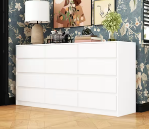 lot 124 image: White Wooden Storage Cabinet Dresser with 12-Drawers