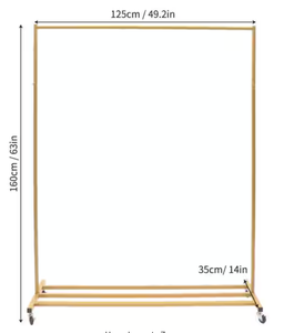 lot 126 image: Gold Metal Rolling Clothes Rack & Garment Rack 49 W x 63H