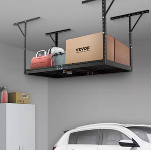lot 168 image: Adjustable Height Overhead Ceiling Mount Garage Rack 550 lbs Overhead Garage Storage Rack Black