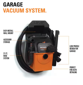 lot 187 image: RIDGID 5 Gal. 5.0 Peak HP Portable Wall Mount Shop Vacuum Wet Dry Vac