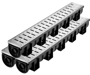 lot 207 image: Lot of 36 Trench Drain Grate with Metal Grate and End Cap Channel Drain 39L x 5.8W x 5.2D