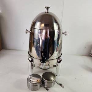 lot 4 image: Gently Used 12 L Stainless Steel Coffee Urn Chaffing Good Condition