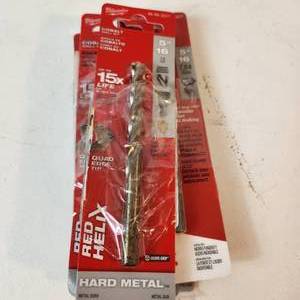 lot 23 image: Lot Of Seven New Milwaukee Cobalt Drill Bit 516 Hard Metal Red Helix