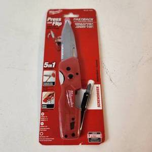 New Milwaukee Fastback 5in1 Folding Knife Screwdriver Bottle Opener Stainless Steel Serrated Blade