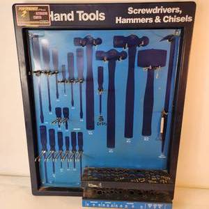 lot 30 image: Vintage Tool Board Hand Tools Screwdrivers, Hammers & Chisels Good Condition