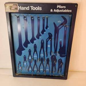 lot 35 image: Vintage Tool Board Hand Tools Pliers & Adjustables Good Condition