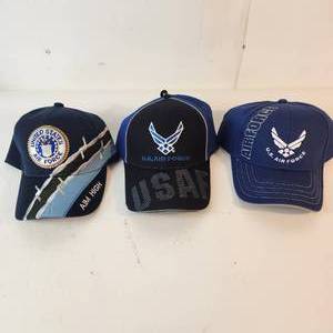 lot 39 image: Lot Of Three New United States Air Force Ball Caps Hats Blue NEW