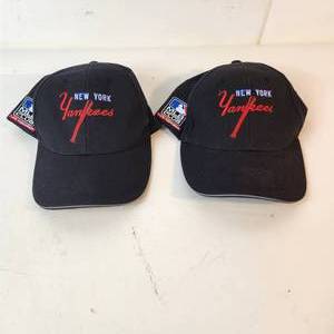 lot 37 image: Lot Of Two New York Yankees Ball Caps Hats MLB Insiders Club Black