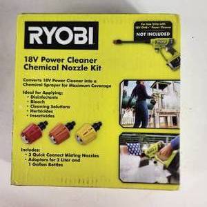 lot 41 image: Open Box Ryobi 18V Power Cleaner Chemical Nozzle Kit