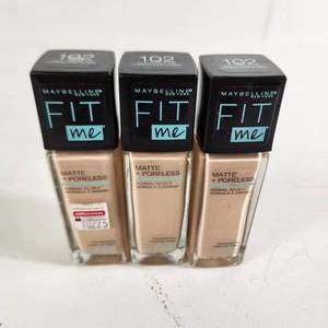 lot 53 image: Lot Of Three Maybelline Matte Poreless Normal To Oily Foundation 102