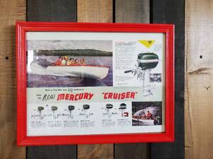 lot 9 image: Awesome Framed Mercury Cruiser Advertising Display