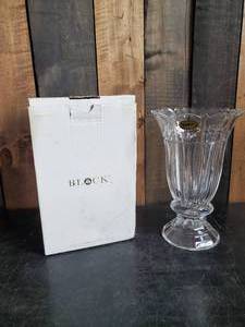 lot 31 image: Large Block Crystal Vase with original Box   No chips or cracks