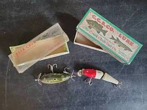 lot 37 image: Lot of 2 vintage Lures in original Boxes Creek Chub, and CCB Co Lures