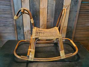 lot 65 image: Incredible Wicker and wood Childrens rocking Horse