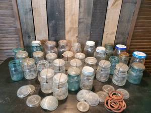 lot 68 image: Various Vintage Jars with extra Lids and rubbers  Atlas, Bell and others