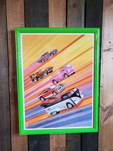 lot 124 image: Cool Mid Centry Modern Retro Hot Wheels Framed Poster